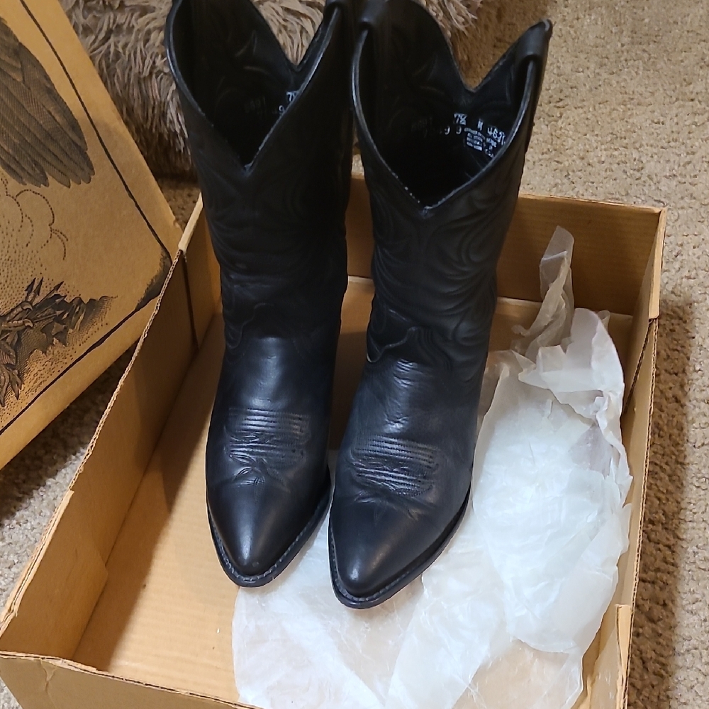 American West Black Heeled Boots